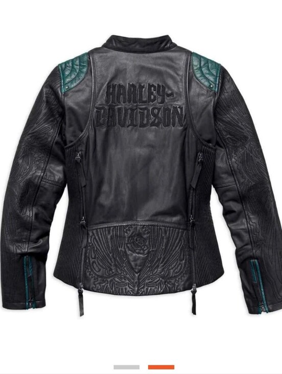Harley-Davidson Jackets & Blazers - Harley-Davidson Black Leather Jacket with Teal Accents